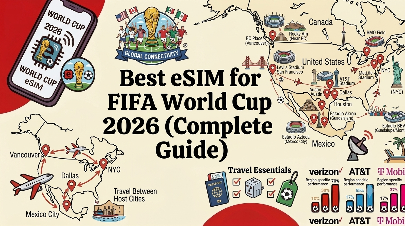 Best eSIM for FIFA World Cup 2026 — stay connected across all 16 host cities in the USA, Canada, and Mexico