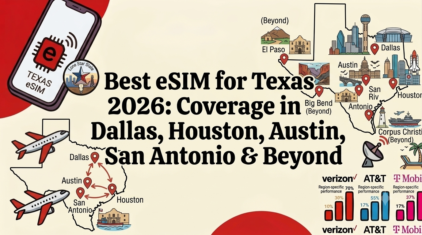 Best eSIM for Texas 2026 — stay connected in Dallas, Houston, Austin, San Antonio, and across the Lone Star State
